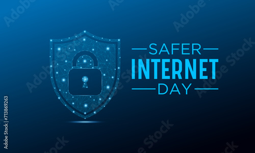 Safer Internet Day, February 6. Online and cyber security awareness vector template for banner, card, poster and background design. Vector illustration.