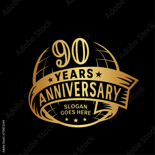 90 years anniversary design template. 90th logo. Vector and illustration. 