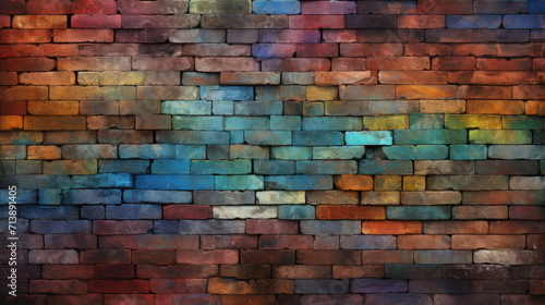 Brick wall background, jazzy colors grunge texture or pattern for design. Generative ai