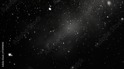 Snowflakes on black background, heavy snow flakes isolated, Flying rain, overlay effect for composition, starry night sky, particles, montion, space, universe, 