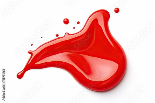 Tomato condiment on white background either ketchup or tomato sauce seen from above