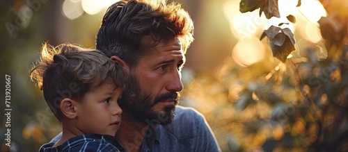 Christian dad tells his son Bible stories about Jesus sitting in kirk Faith religious education modern church father day fatherly responsibilities father influence on formation of son worldview