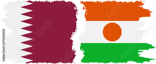Niger and Qatar grunge flags connection vector