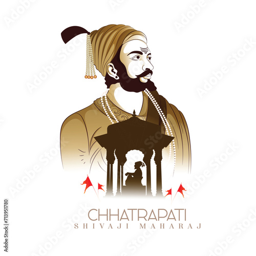 Chhatrapati Shivaji Maharaj Jayanti, [Chhatrapati Shivaji Maharaj birthday] Indian Maratha warrior king, with calligraphy
