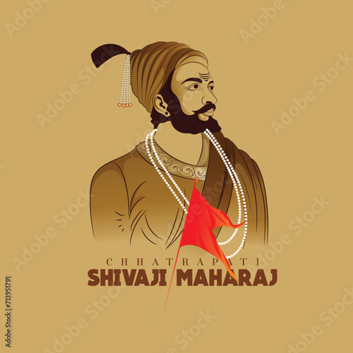 Chhatrapati Shivaji Maharaj Jayanti, [Chhatrapati Shivaji Maharaj birthday] Indian Maratha warrior king, with calligraphy