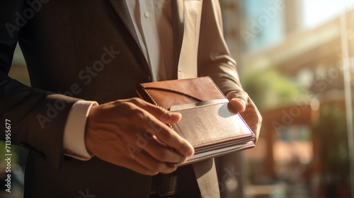Close-up of a man's hand holding a wallet