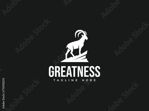 goat logo vector illustration. ibex goat mountain logo template