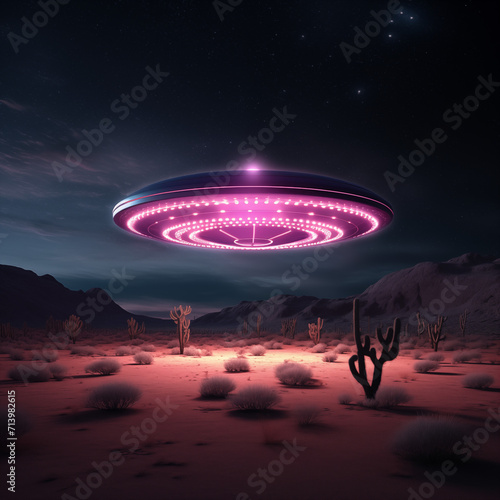 ufo in the desert at night