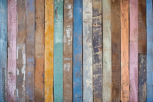 Multicolored Wooden Wall With Peeling Paint