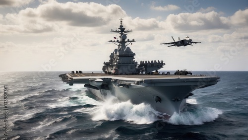 aircraft carries ships in the ocean background photo 