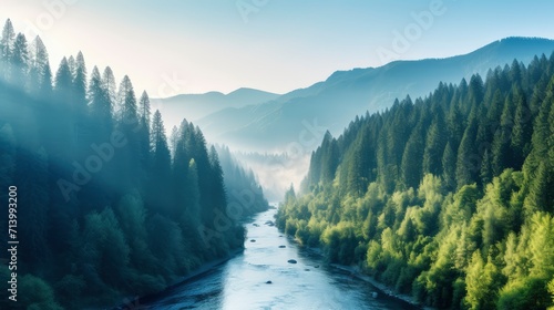 Serene River Flowing Through a Verdant Forest