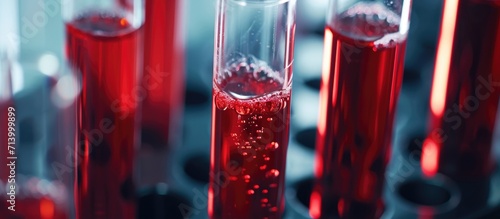 Test tube containing DNA blood sample for lab medical testing
