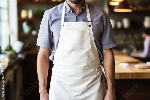 white apron mockup. a chef wearing an plain white apron