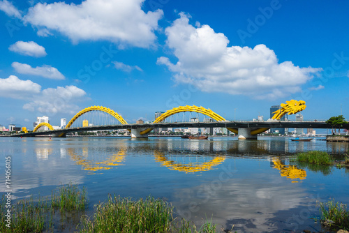 Dragon Bridge, the landmark of Da Nang crossing han river in vietnam