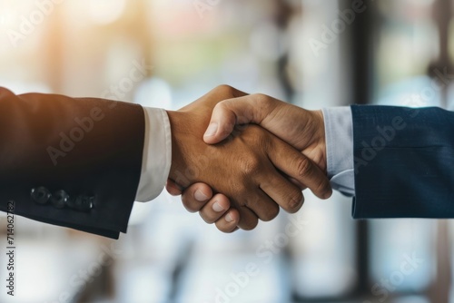 close up two business partners shaking hands