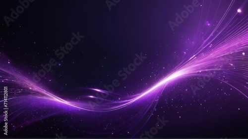 Abstract bright purple background pattern of flying lines of dots and glowing circles of futuristic digital energy magical bright particles, generative, AI
