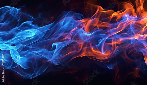 Dance of the Elements: A vibrant display of fiery orange and cool blue flames, illustrating the eternal struggle and harmony between fire and water
