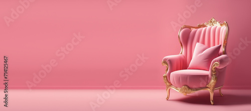 A pink chair on a pink background.