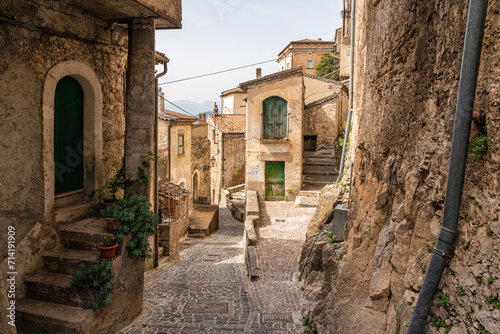 The historic center from the beautiful village of Pesche, in the Province of Isernia, Molise, Italy.