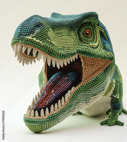 Artisanat Préhistorique : Dinosaure au Crochet Multicolore