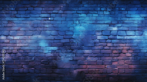 Old brick wall background, electric indigo grunge texture or pattern for design. Generative ai