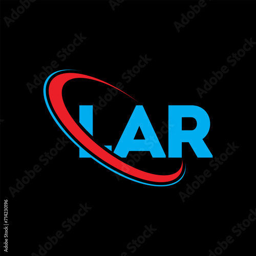 LAR logo. LAR letter. LAR letter logo design. Intitials LAR logo linked with circle and uppercase monogram logo. LAR typography for technology, business and real estate brand.