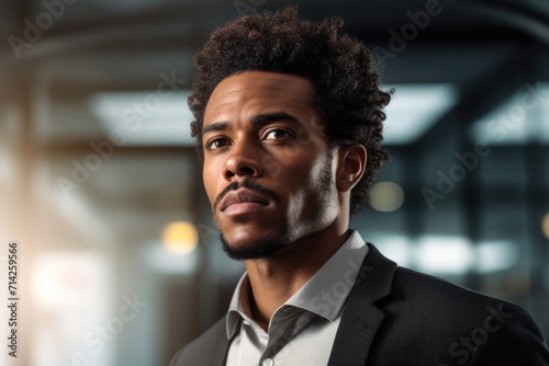 Afro American man in office portrait