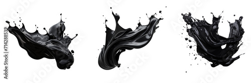 Set of black color plastic paint isolated on a transparent background