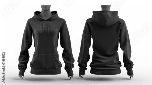 black template hoodie template, blank template shirt for women with invisible mannequin, two side front and back 