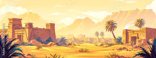 Echoes of Antiquity: Amidst the whispers of sand and time, the golden hues of a forgotten era stand resilient under the watchful gaze of a timeless sky, banner