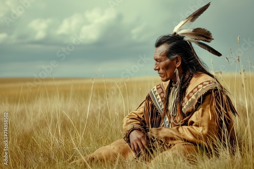 Spirit of the Plains: Lakota Sioux Hunter in Traditional Attire