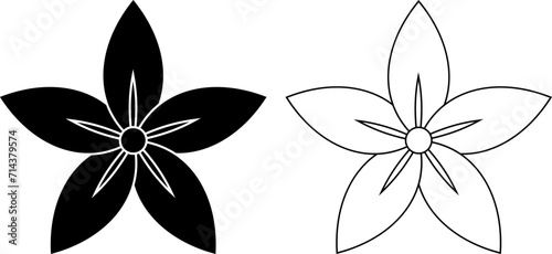 outline silhouette jasmine flower icon set
