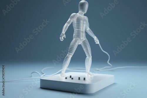 3D figure with interrupted power connection. Generative AI