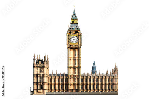 Famous British clock tower isolated on a Transparent background. Generative AI