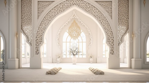 A beautiful white room with arabic ornaments.