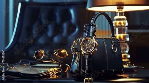 Timeless Elegance: Luxury Watch and Handbag in Fashion's Finest.