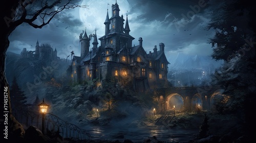 A haunted castle with creaking doors and ghostly apparitions