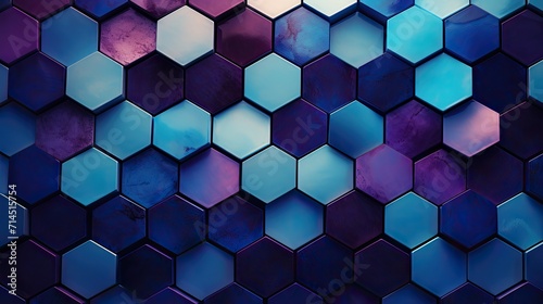 A hexagonal pattern with shades of blue and purple