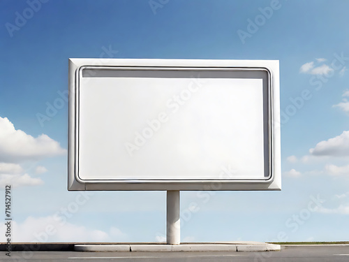 empty blank mock up poster frame ,Empty space advertisement board, blank white signboard on roadside in city, Square blank billboard in city ,billboard blank white , Promotional poster mock up