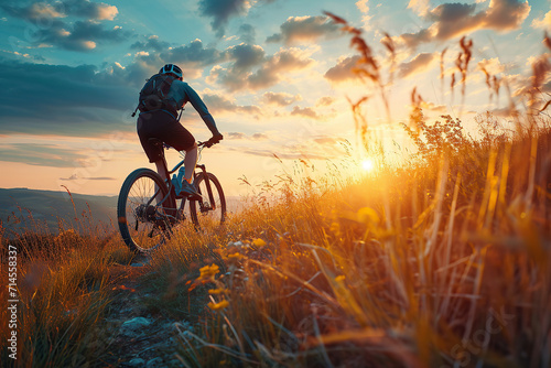 Riding a bicycle to do outdoor activities