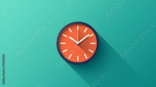 Round Clock on Turquoise Background