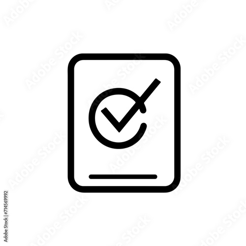 Simple Black Line Checklist Icon with a Check