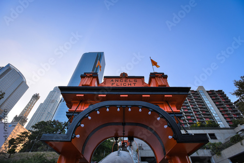 Low Angle View of the Angels Flight Railway in Downtown Los Angeles, California