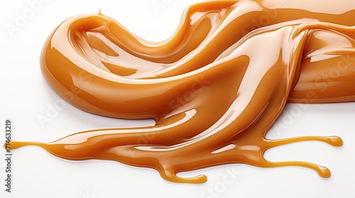Irresistible caramel sauce splash isolated on white background, perfect for culinary creations