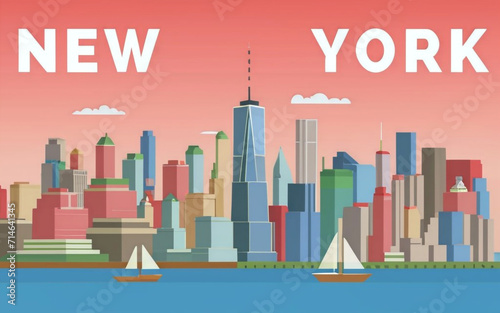 an illustration poster design of new york, photo, fashion. generative ai