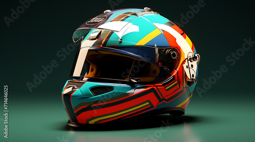 An racing car helmet design.