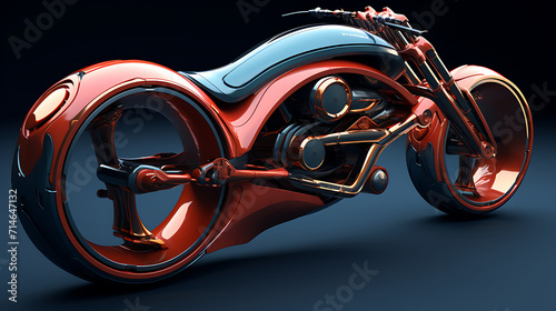 A 3D model of a futuristic bike with hubless wheels.
