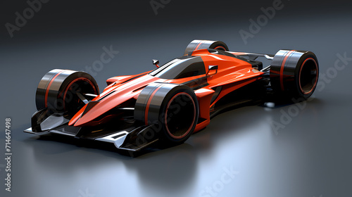 A 3D model of a modern race car with advanced aerodynamics.
