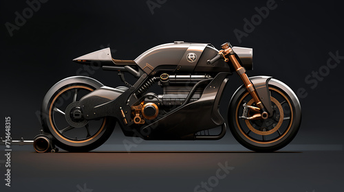 A design concept for a custom cafe racer motorcycle.