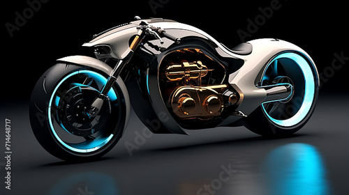 A design concept for a futuristic motorcycle.